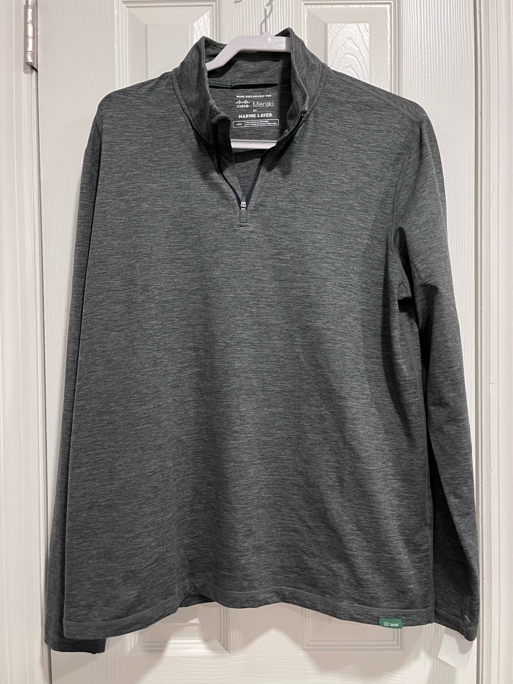 Marine Layer for Cisco Meraki Soft Spun Quarter Zip Size Large Charcoal